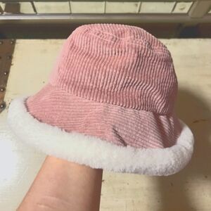 Pink Cordueroy bucket hat